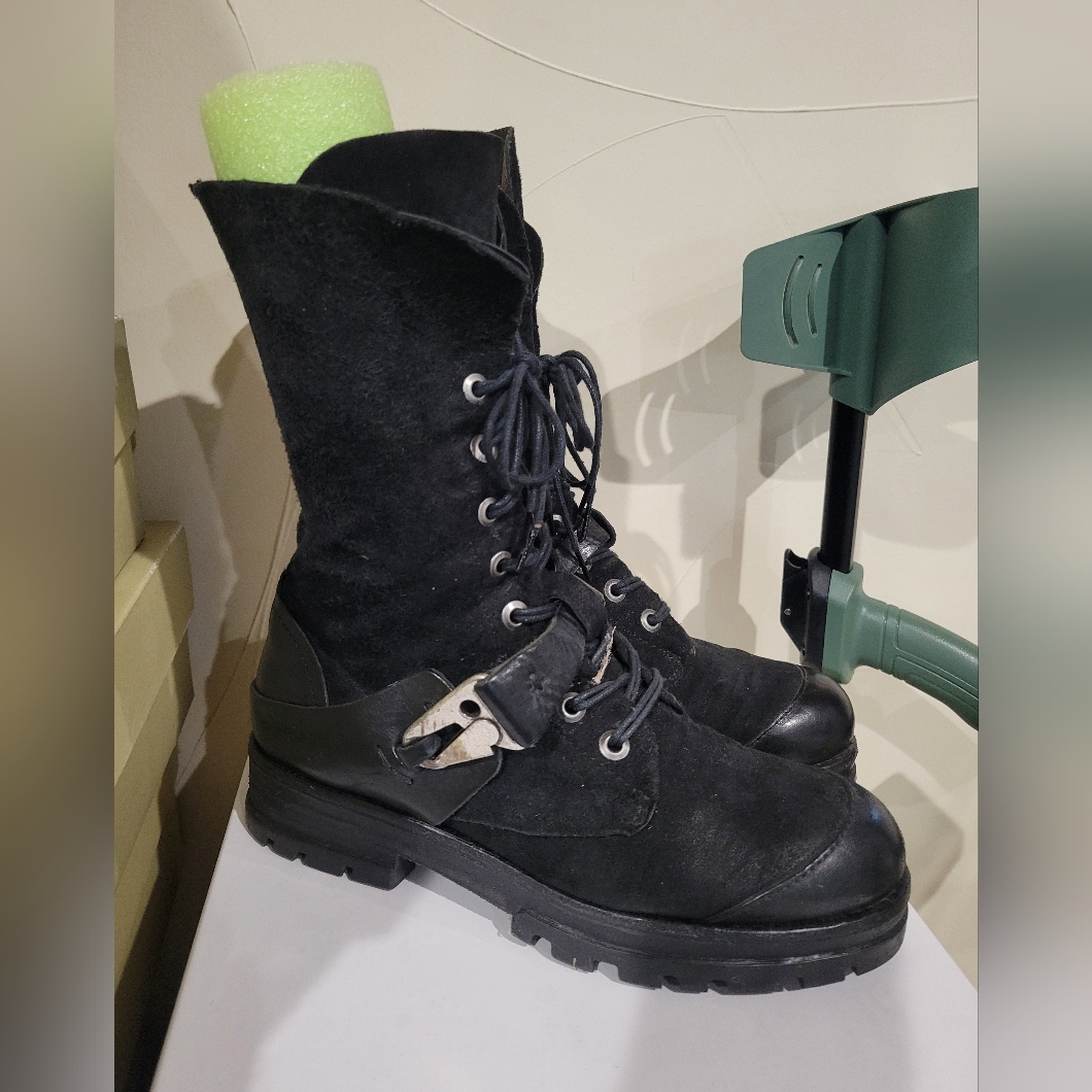 Euc A.S.98 Punk Black Women's Lace-Up Combat Boots 38